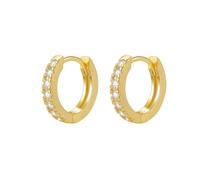 Cupimatch Orecchini a cerchio da donna: orecchini a cerchio da donna in argento Sterling 925 con zirconia cubica dorata, ipoallergenici, 12 mm, 14mm, Ottone, Zirconia cubica