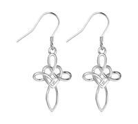 Cupimatch Orecchini a forma di croce celtica in argento Sterling 925, da donna, a forma di cuore, infinito, eternità, amore irlandese, credenza religiosa, one size, Argento sterling, Non pietra