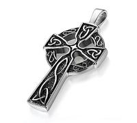 Cupimatch retro da uomo, in acciaio inox con ciondolo a forma di croce celtica nodo collana con catena da 55cm