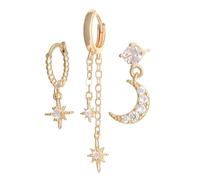 Cupimatch Set di 3 orecchini da donna, in argento, con zirconi, vintage, per donne, ragazze, compleanno, San Valentino, regalo di Natale, festa della mamma, Rame Zircone