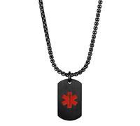 Cupimatch Targhetta Militare Personalizzabile Uomo Avviso Medico ID Dog Tag Ciondolo in Acciaio Inox Collana SOS di emergenza,Incisione Gratuita