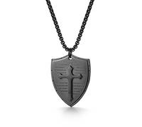 Cupimatch Uomo Collana Catena Acciaio Inossidabile Bibbia(Inglese) Pendente Croce Scudo Nero