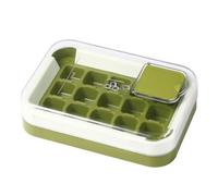 Cupimatch Vassoio per cubetti di ghiaccio per congelatore, vassoio per cubetti di ghiaccio rimovibile con coperchio a pressione per far uscire il ghiaccio, materiale in silicone giallo/verde per