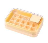 Cupimatch Vassoio per cubetti di ghiaccio per congelatore, vassoio per cubetti di ghiaccio rimovibile con coperchio a pressione per far uscire il ghiaccio, materiale in silicone giallo/verde per