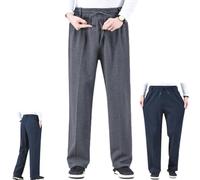 CupitiDU Pantaloni da uomo elasticizzati in vita per anziani, casual, anziani, con cerniera, a vita alta, comodi pantaloni da jogging da uomo (grigio, XXL)