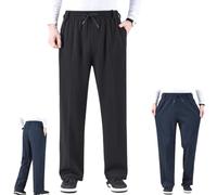 CupitiDU Pantaloni da uomo elasticizzati in vita per anziani, casual, anziani, con cerniera, a vita alta, comodi pantaloni da jogging da uomo (nero, 3XL)