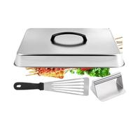 Cupola Griddle Dome in acciaio PP 28 x 22 x 10,5 cm, rettangolare, con spatola, set di spatole per griglia, per hamburger bistecca, per interni ed esterni