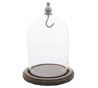 Cupola in vetro per orologio da tasca con base in noce e gancio argento, Argento, Classico