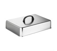 Cupola quadrata in acciaio inossidabile per formaggio per piastra piatta - Copertura resistente per imbastitura con manico resistente al calore per hamburger, bistecche, verdure, 43,5 x 28,2 cm (33 x