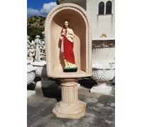 CUPOLA STATUA SACRO CUORE DI GESU' PER ESTERNO DA GIARDINO IN CEMENTO PIETRA