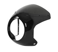 Cupolino Moto,Superficie Liscia Resistente All'invecchiamento,Cupola Fari Rotondi,7 Pollici Universale Nero Lucido for Motociclisti Guida Città Viaggi Lunghi Protezione Vento
