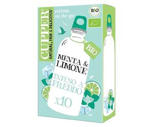 CUPPER Infuso a Freddo con Menta e Limone, Tisana Fredda a Casa o On the Go, Senza Zuccheri Aggiunti, 100% Ingredienti Naturali, Gusto Rinfrescante, Confezione da 10 Bustine