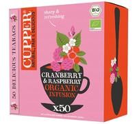 CUPPER Infuso Bio al Mirtillo Rosso e Lampone, Tisana Fruttata e Rinfrescante Biologica, con Ibisco e Ortica, Filtri 100% Biodegradabili, Confezione da 50 Bustine