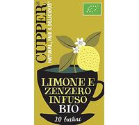 CUPPER Infuso Biologico Limone e Zenzero, Ingredienti da Agricoltura Biologica, Tisana Digestiva e Energizzante, Filtri 100% Biodegradabili, Confezione da 20 Bustine