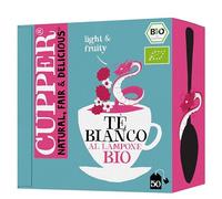 CUPPER Tè Bianco al Lampone Biologico, Gusto Delicato e Fruttato, Filtri 100% Biodegradabili, Confezione da 50 Bustine