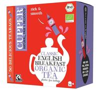 CUPPER Tè Classico English Breakfast Biologico Fairtrade, Tè Nero Ricco e Aromatico, Ingredienti da Agricoltura Biologica, Filtri 100% Biodegradabili, Confezione da 50 Bustine