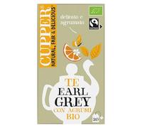 CUPPER Tè Earl Grey Con Agrumi Bio Fairtrade 20 Bustine | Tè nero aromatizzato con arancia e bergamotto, filtri biodegradabili e non sbiancati, biologico, equo solidale, agrumato