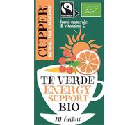 CUPPER Tè Verde Energy Support Biologico e Fairtrade con Arancia, Acerola, Guaranà e Matcha 20, Filtri 100% Biodegradabili, Confezione da 20 Bustine
