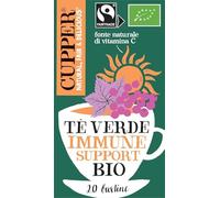 CUPPER Tè Verde Immune Support Biologico e Fairtrade con Ribes Nero, Acerola e Matcha, Filtri 100% Biodegradabili, Confezione da 20 Bustine