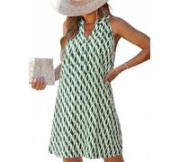 CUPSHE, Abito estivo da donna con scollo a V, senza maniche, a righe, con bottoni, mini abito casual