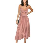 CUPSHE Abito midi da donna 2024 abito formale con spalline sottili senza maniche pieghettato ritagliato, Rosa, XL