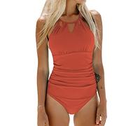 CUPSHE Bañador para Mujer Reductora Barriga Cutout Cuello Alto Traje de baño, L