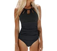 CUPSHE Bañador para Mujer Reductora Barriga Cutout Cuello Alto Traje de baño, L
