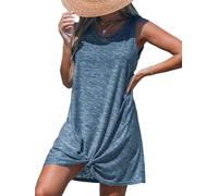 CUPSHE Costume da bagno da donna copricostume da bagno senza maniche copricostume da spiaggia puro ritorto canotta mini abito, Blu, L