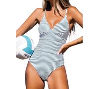 CUPSHE Costume da bagno intero da donna con scollo a V prof M Strisce Verticali.