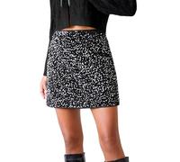 CUPSHE Gonna da Donna con Paillettes, Scintillante, Vita Alta, Avvolgente, Lucida, per la Notte Fuori e le Feste, Argento, XL