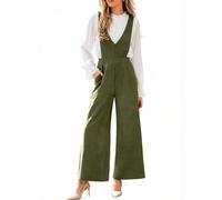 CUPSHE Maxi tuta da donna alla moda elegante scollo a V senza maniche gamba larga un pezzo generale tasche casual autunno lavoro pagliaccetto, Verde oliva, M