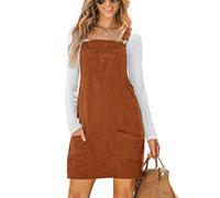 CUPSHE Mini abito autunnale in velluto a coste per le donne con tasca frontale con bretelle larghe scollo quadrato abiti invernali casual, Olivastro, L