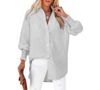 Cuptacc Camicia Donna Manica Lunga Banda Scollo V Camicetta Sciolto Leggeri Bottone Tuniche Senza Pieghe Polsini Plissettati Top con Taschino Strisce Nere S
