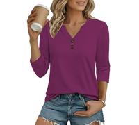 Cuptacc Maglietta Donna Scollo Henry Top Donna Eleganti Casual Magliette a Maniche Corte Basic Blusa