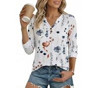 Cuptacc Magliette Donna Manica Corta con Scollo a V Top Donna Eleganti Maglietta a Maniche 3/4 Comodi Estiva