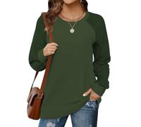 Cuptacc Maglione Donna Felpa One Piece Girocollo Elegante Pullover Manica Lunga Top Casual Moda Verde Scuro XL