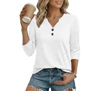 Cuptacc Top Donna Elegante Maglietta Donna Maniche 3/4 con Scollo a V Magliette Manica Corta Classica T Shirt Estiva