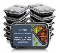 CUQOO Confezione da 10 contenitori per la preparazione dei pasti con 2 scomparti, senza BPA e per alimenti, per adulti e bambini, adatti a microonde, lavastoviglie, forno e congelatore Bento Box