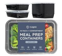 CUQOO Contenitori per la preparazione dei pasti, confezione da 10 scatole per il pranzo a scomparto singolo e contenitori impilabili per alimenti con coperchio, senza BPA, riutilizzabili, adatti al