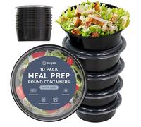 CUQOO Contenitori per la preparazione dei pasti, confezione da 10 scatole rotonde per alimenti con coperchio, riutilizzabili, senza BPA, impilabili, adatte a microonde, congelatore e lavastoviglie