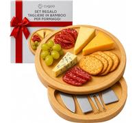 CUQOO Porta Formaggio da Frigorifero | Tagliere Aperitivo Set 3 Coltelli