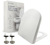 CUQOO Sedile WC con chiusura ammortizzata, resistente, di alta qualità, con sgancio rapido, facile installazione con due opzioni di fissaggio superiore e cerniere regolabili (a forma di D)