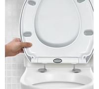 CUQOO Sedile WC ovale con chiusura rallentata, a sgancio rapido, a forma di O, chiusura rallentata, con cerniere regolabili (comfort classico)