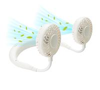 CUQOO Ventilatore da collo ricaricabile - Dispositivo di raffreddamento indossabile a mani libere con 3 velocità, flusso d'aria a 360° e doppia elica - Ventilatore personale silenzioso - Leggero e