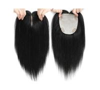 Cura della persona 13x15 cm Skin Base Human Hair Topper With 4 Clips On Top Virgin Hair Toupee For Women Hairpiece Extension per Capelli(Natural Black)