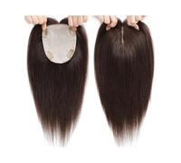 Cura della persona 13x15 cm Skin Base Human Hair Topper With 4 Clips On Top Virgin Hair Toupee For Women Hairpiece Extension per Capelli(Brown)