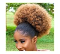 Cura della persona Coda di cavallo sintetica afro con coulisse, 10 pollici, capelli corti e ricci crespi, extension for capelli con 2 clip Extension per Capelli(Light brwon)