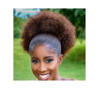 Cura della persona Coda di cavallo sintetica afro con coulisse, 10 pollici, capelli corti e ricci crespi, extension for capelli con 2 clip Extension per Capelli(Dark brown)
