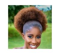 Cura della persona Coda di cavallo sintetica afro con coulisse, 10 pollici, capelli corti e ricci crespi, extension for capelli con 2 clip Extension per Capelli(Brown)