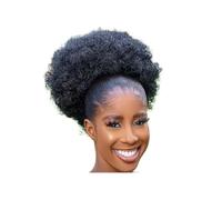 Cura della persona Coda di cavallo sintetica afro con coulisse, 10 pollici, capelli corti e ricci crespi, extension for capelli con 2 clip Extension per Capelli(Jet black)
